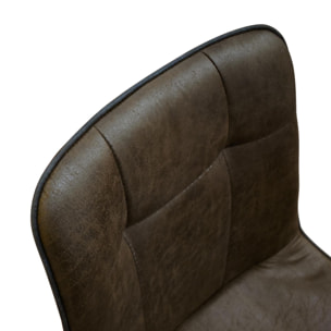 Set di 4 sedie BRUXELLES in ecopelle castagna e gambe in metallo nero