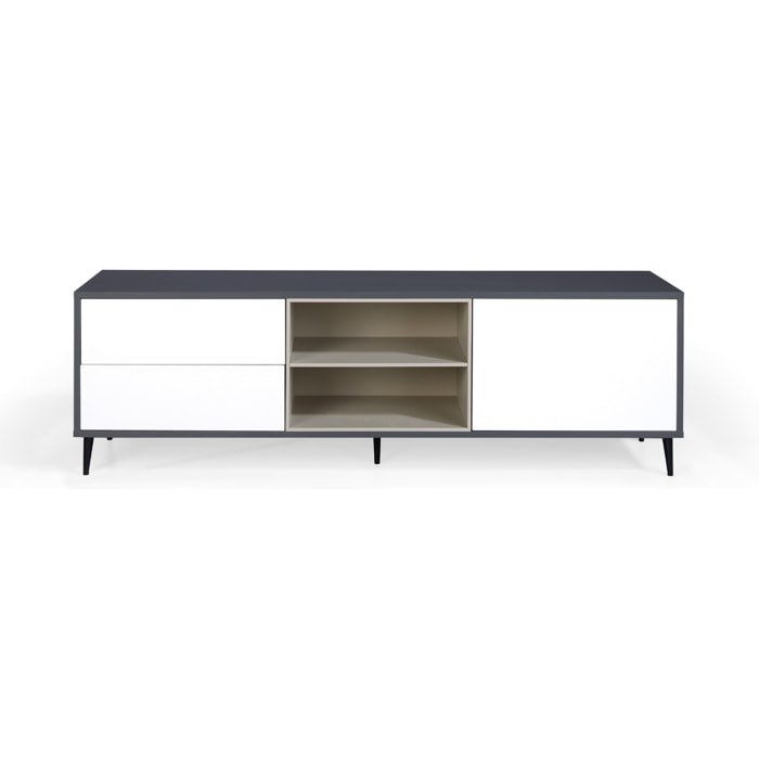 Mueble de TV – Antracita, blanco polar y visón