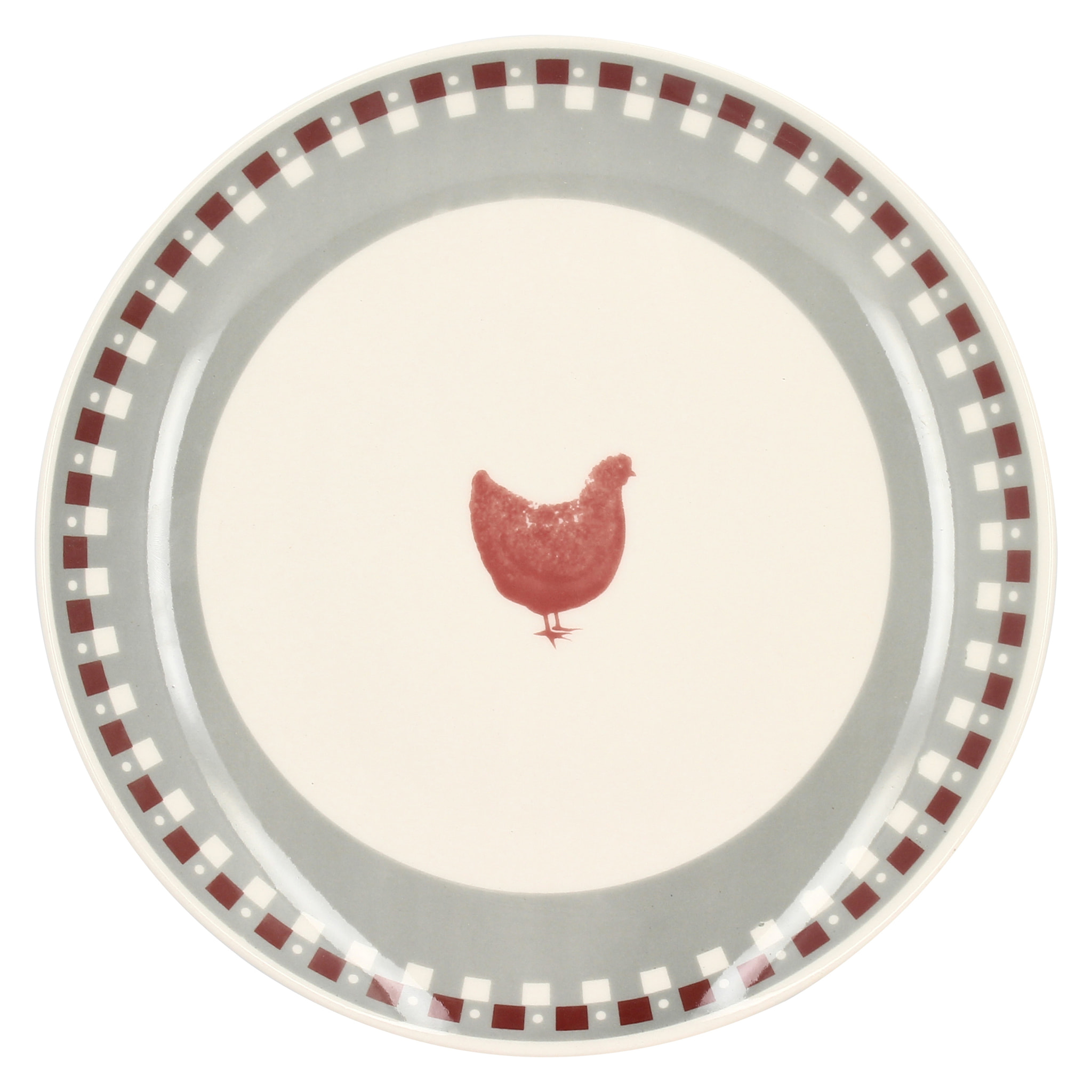 Lot de 6 assiettes plates en grès 26cm avec dessin de poule GALLINA