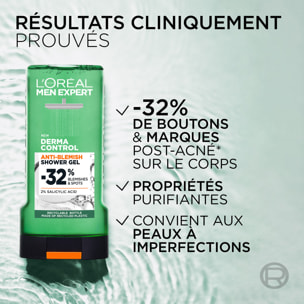 Lot de 6 - L'Oréal Men Expert Derma Control Gel Douche Anti-Imperfections 300ml