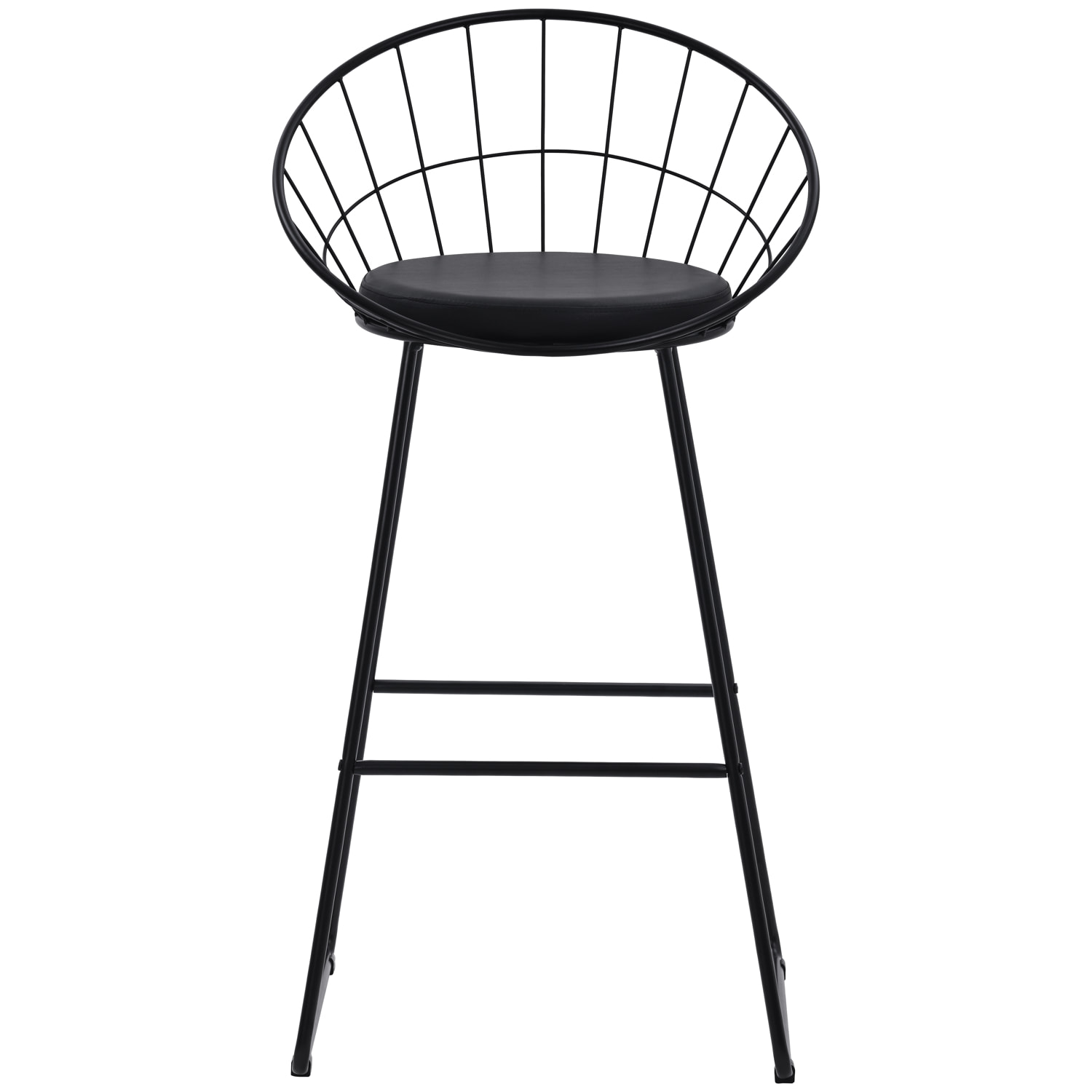 Lot de 2 tabourets de bar 75cm en métal noir et coussin noir ALEX