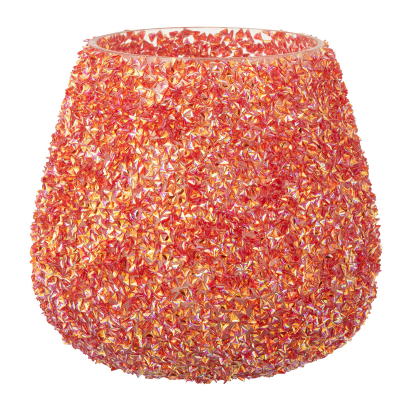 J-Line bougeoir Perles - verre - orange - medium