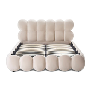 Lit coffre velours beige 2 places