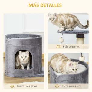 Árbol Rascador para Gatos Pequeño Altura 59 cm con Cueva Poste de Sisal y Bola