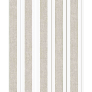 Papier peint rayures tissé lin naturel filet or