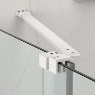 X-MOTION 110x200cm Paroi en verre coulissante Crystal Glass® 8 mm anticalcaire, avec bras et profilés Blanc (SATBWIXM110B)