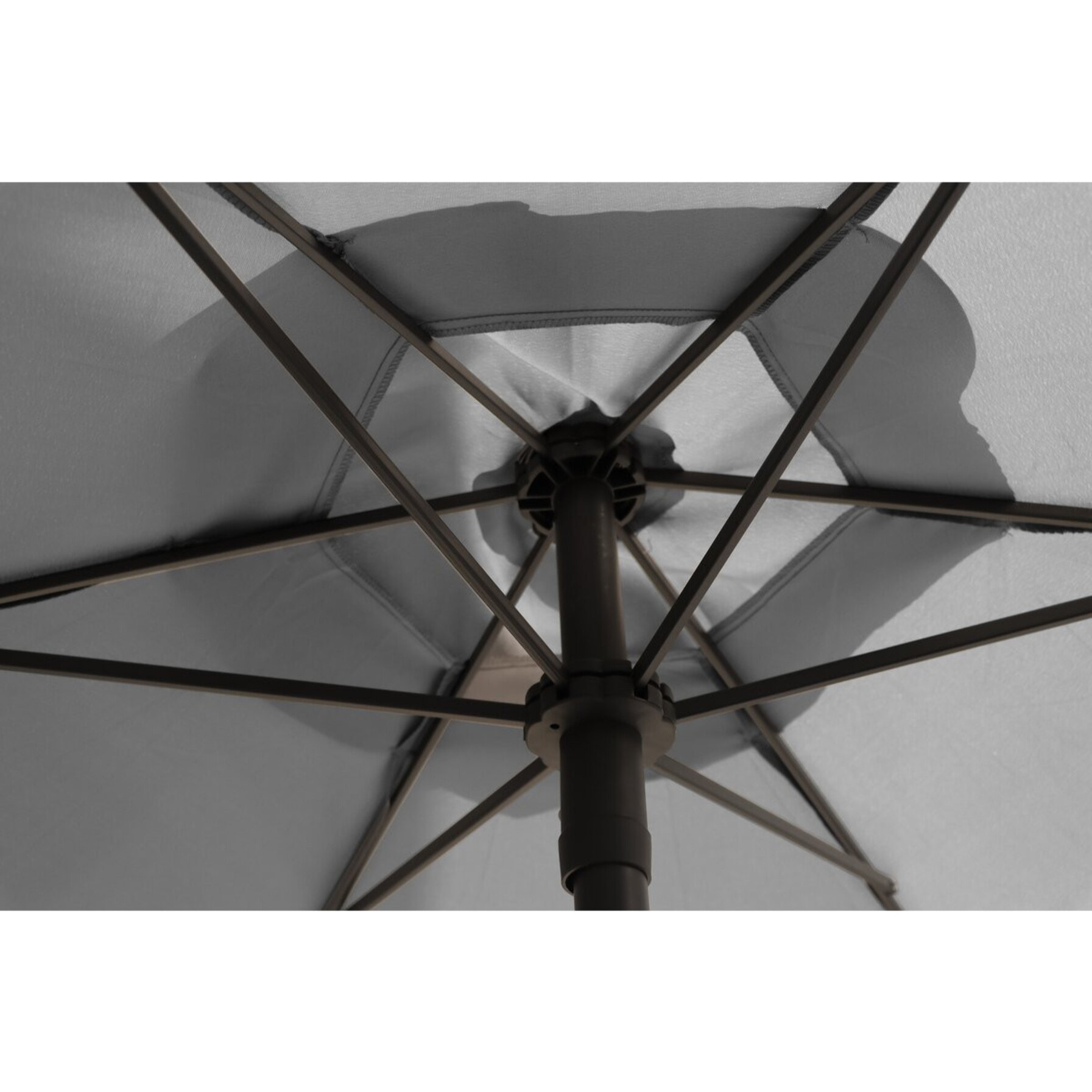 Table et chaises de jardin avec parasol en métal "Convivia" - 4 places - Gris clair