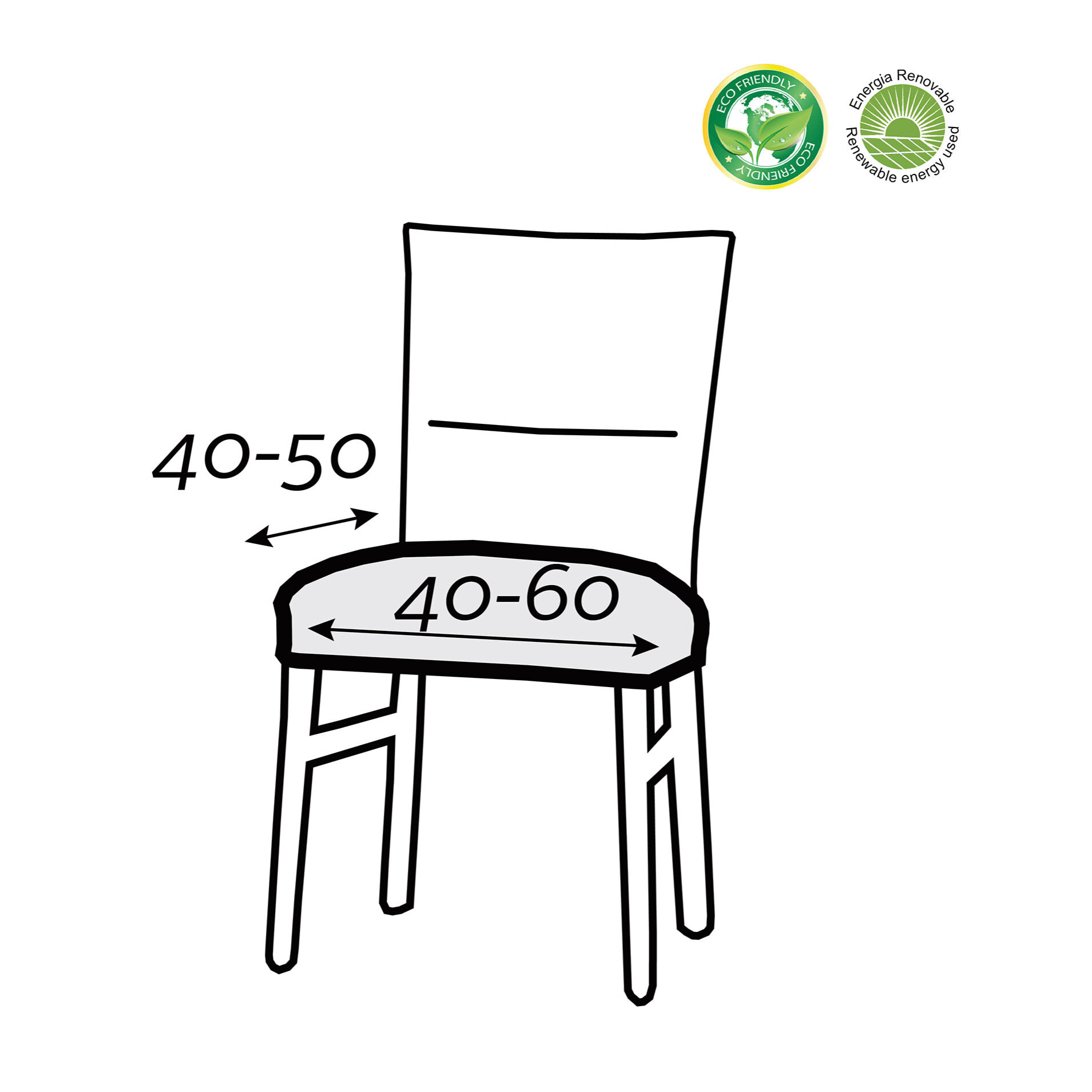 Funda Elástica para ASIENTO de SILLA pack2 unidades modelo MARCELA