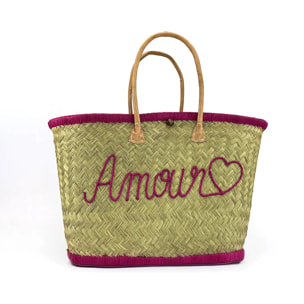 Panier artisanal de Madagascar - Amour GM Fuchsia