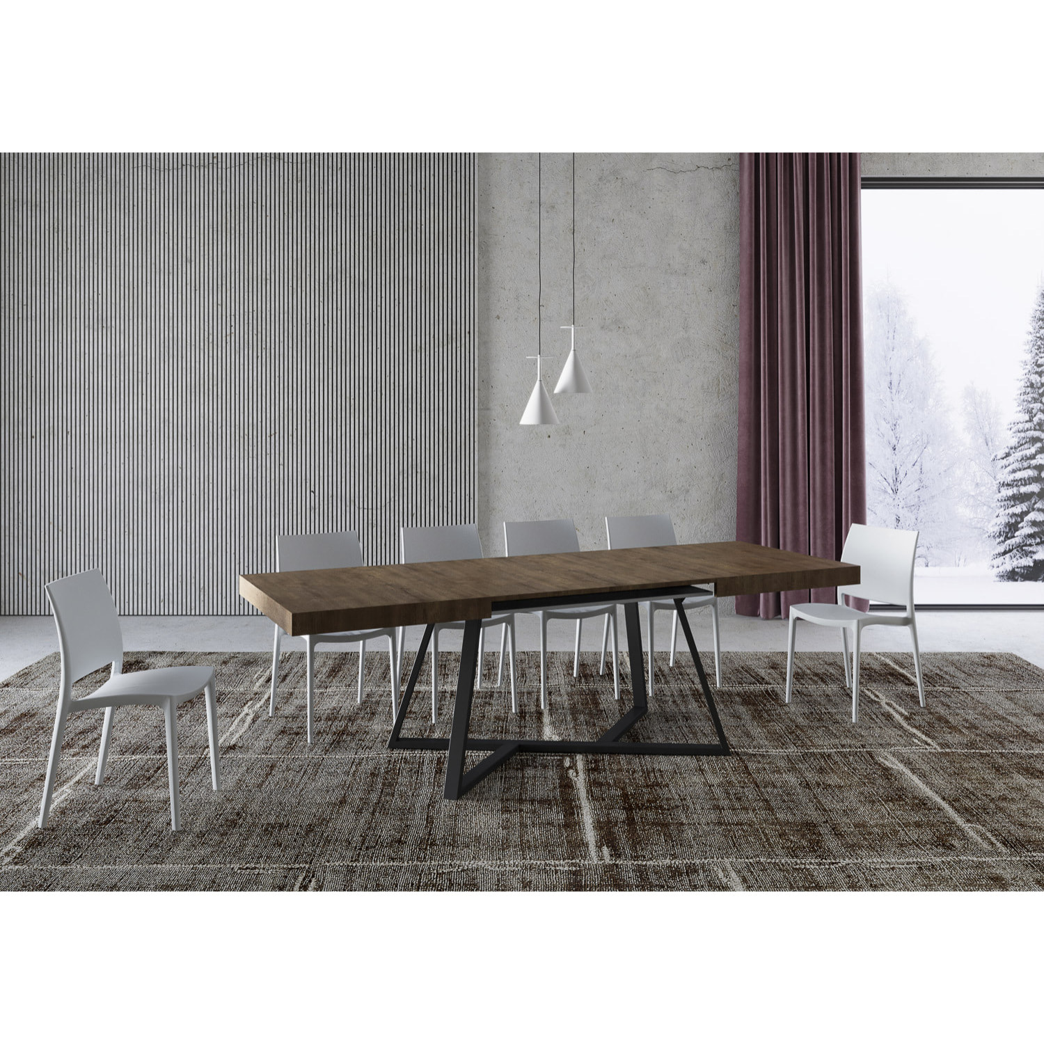 Table extensible 90x160/264 cm Booster noyer pieds anthracite