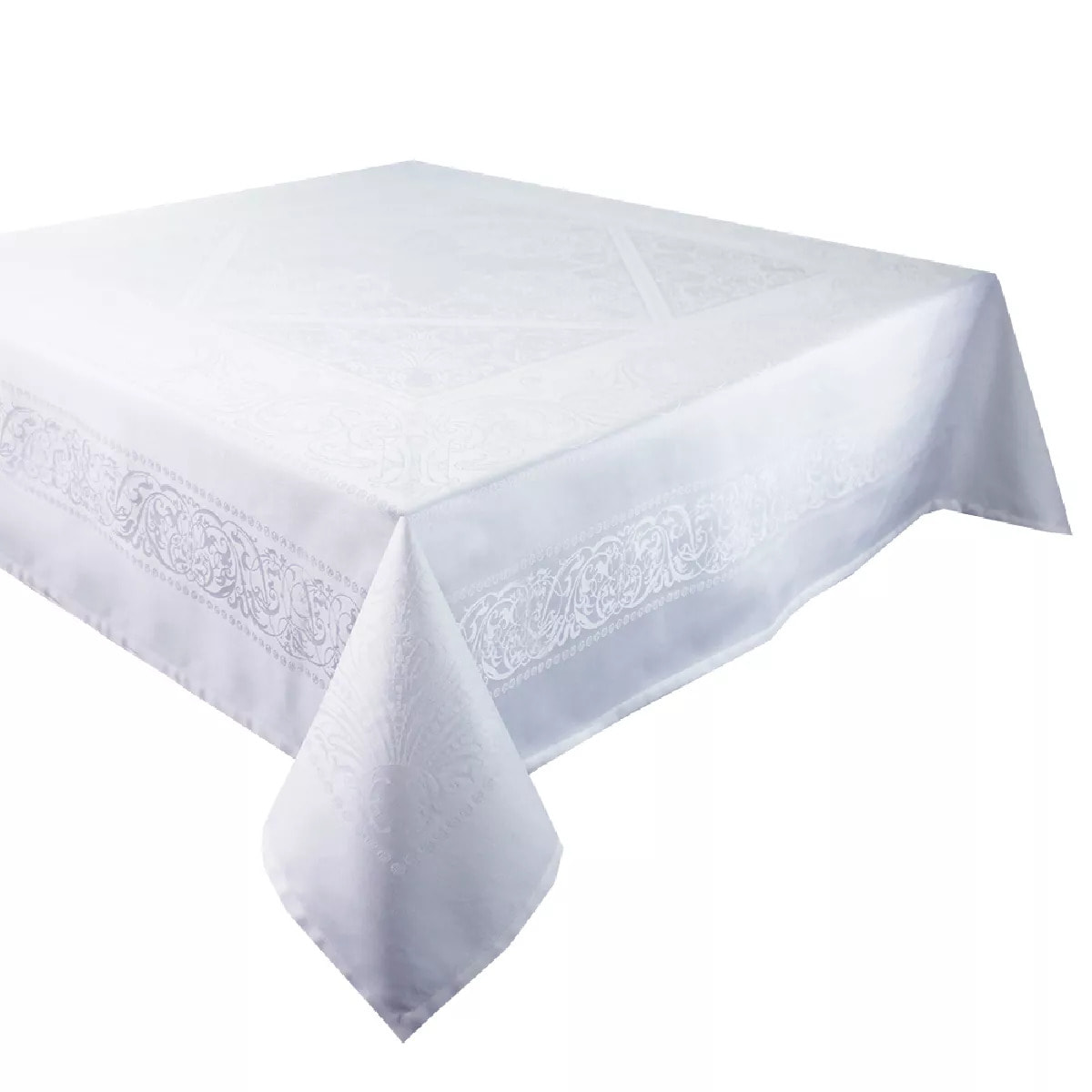 Nappe anti tache pur coton bio motif jacquard Alexandrine neige
