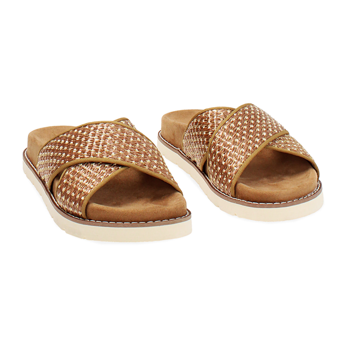 Sandali bassi donna marroni in raffia