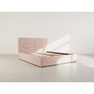 Peonis - lit coffre - 160x200 cm - en velours - sommier inclus - Taupe
