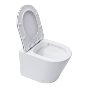 Pack WC bâti-autoportant + WC SAT infinitio sans bride fixations invisibles + Abattant softclose + Plaque blanche/chrome