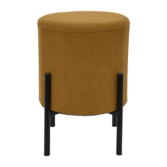 Lot de 4 Poufs - HOME DECO FACTORY - Jules - Rangement - Côtelé - Jaune