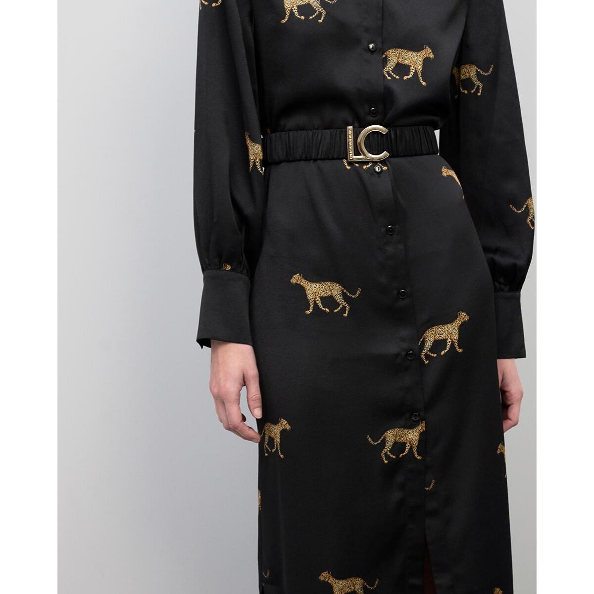 Abito in raso con stampa leopardata