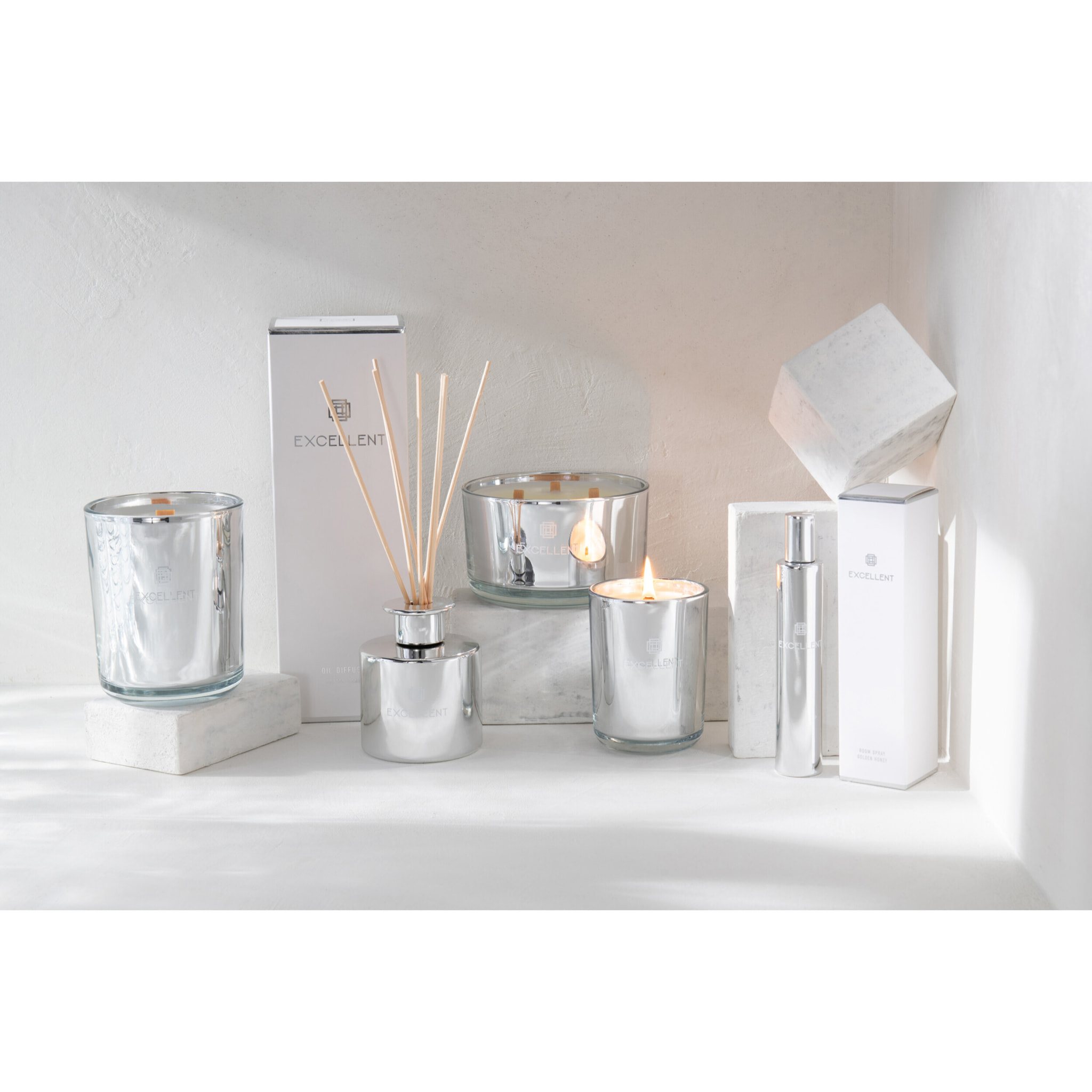 J-Line Bâtonnets parfumés Excellent - Cotton Candy - verre - argent - 150 ml