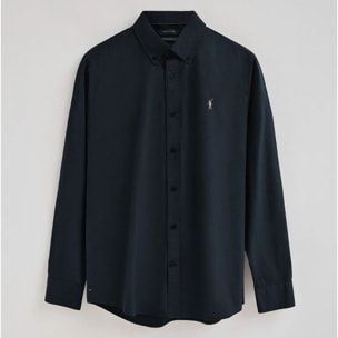 Camisa azul marino de poplin y corte regular con logo Rigby Go