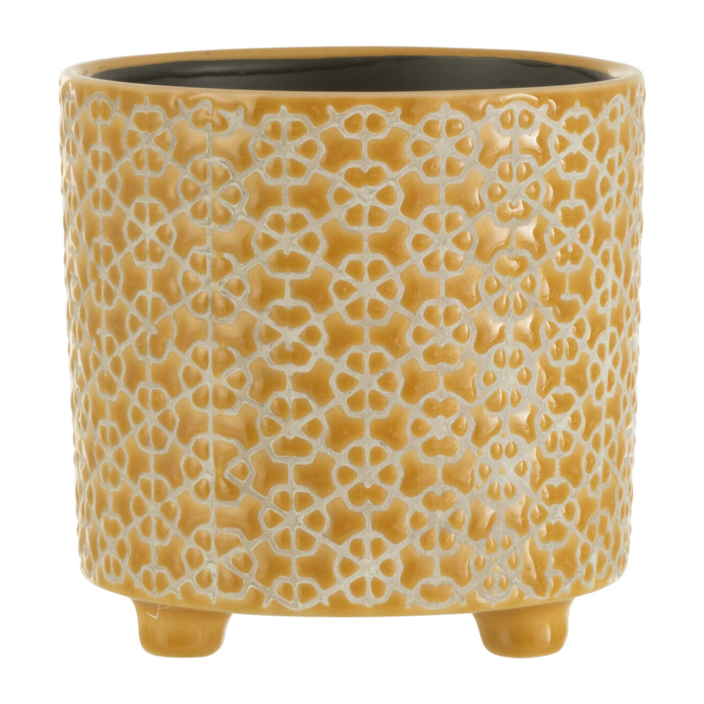 J-Line cache-pot Fleur - céramique - ocre - medium - Ø 14 cm