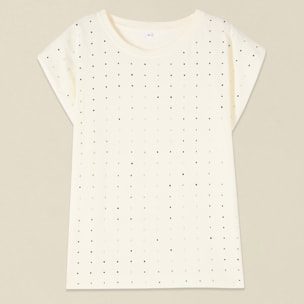 Oltre - T-shirt in cotone con cristalli - Bianco