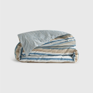Funda nórdica algodón percal 180 hilos rayas Medarena color azul 100% Algodón percal