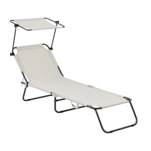 Bain de soleil pliable "Lazy" - Avec pare soleil - Beige