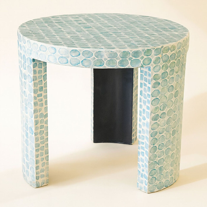 Table d'appoint en coquille de capiz bleu SOLNA