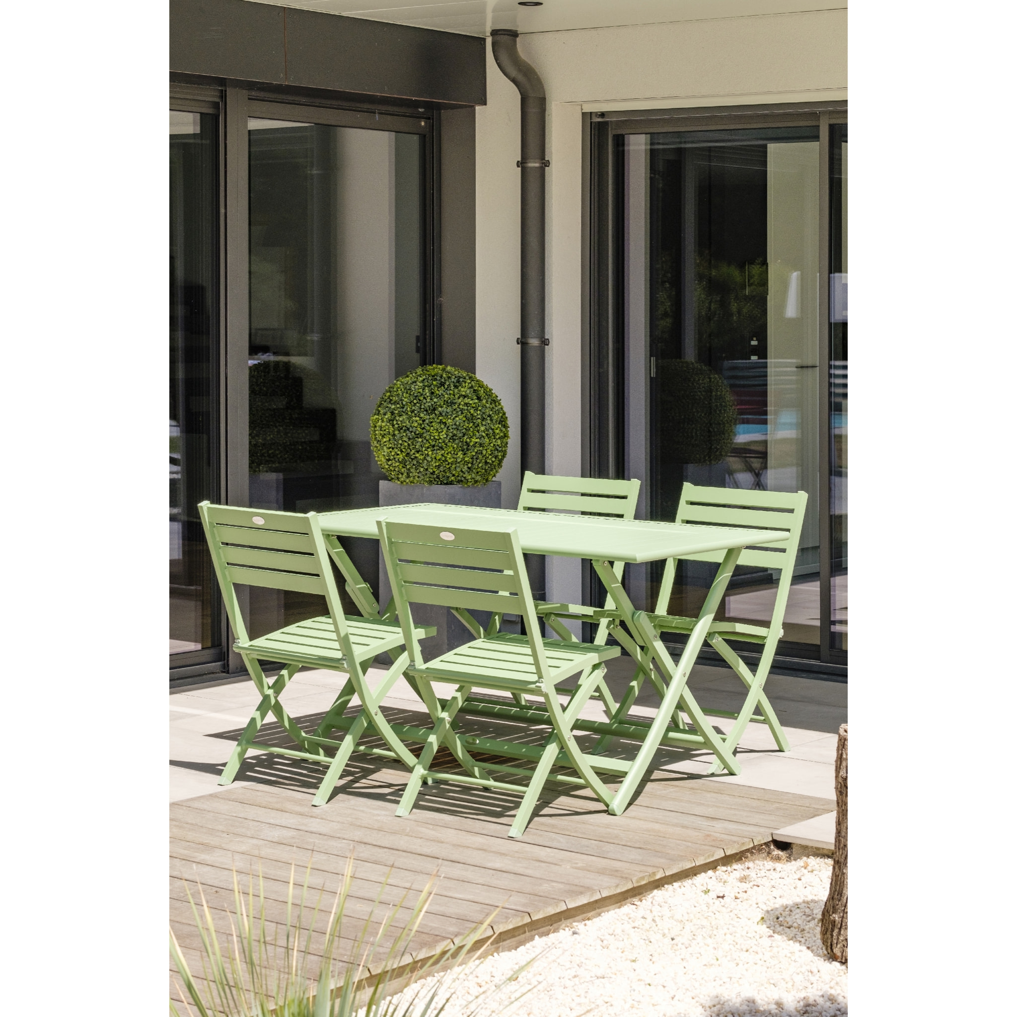 MARIUS - Chaise de jardin pliante en aluminium vert lagune