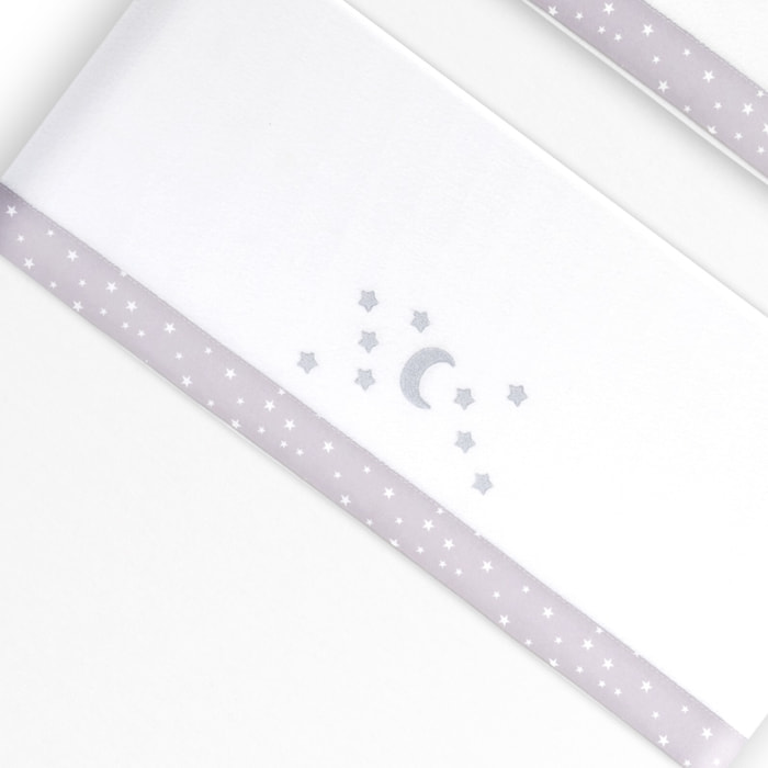 Triptico Cuna Coralina D. Algodon Luna Estrellas Bco/Gris