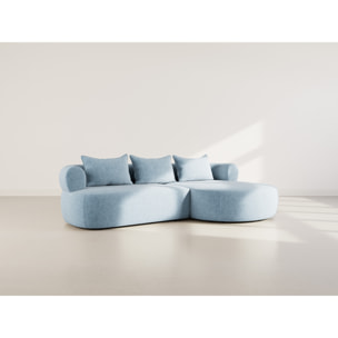 Angela - canapé d'angle droit 4 places en velours texturé - Bleu