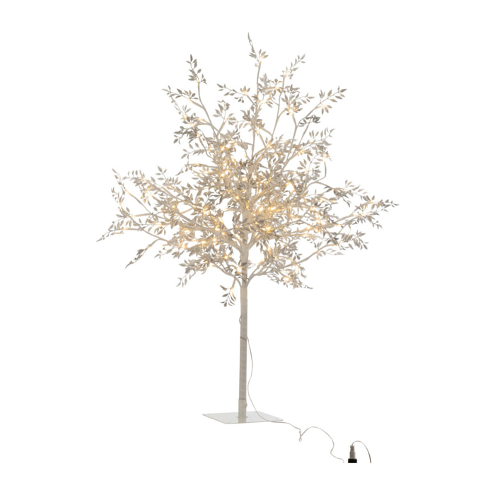 J-Line décoration Arbre Feuilles Paillettes - métal - argent - medium - LED