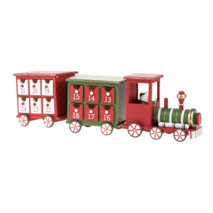 Treno Calendario Avvento - Pezzi 1 - Colore Rosso - 49x15Hx10cm - Bianchi Dino