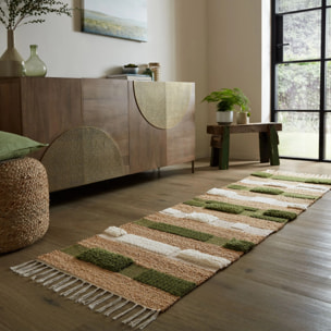 Tapis de couloir jute et laine MEDINA BLOCKS Vert