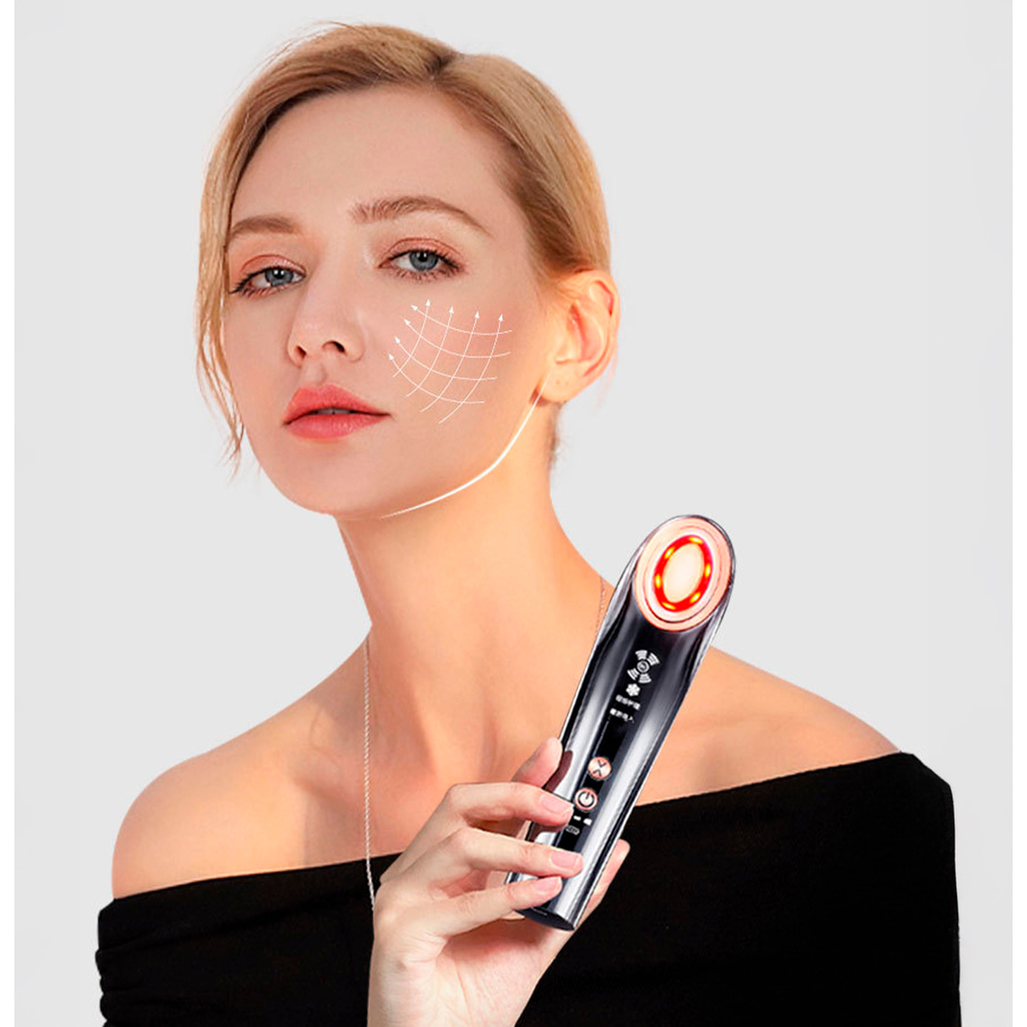 Strumento di bellezza RF multieffetto con 4 modalità d'uso.