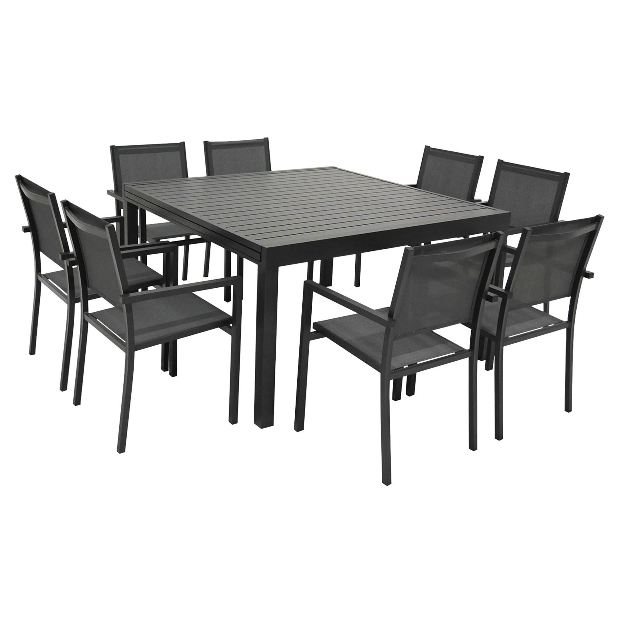 Salon de jardin extensible 10 places de 140/200cm en textilène gris - aluminium anthracite VENEZIA