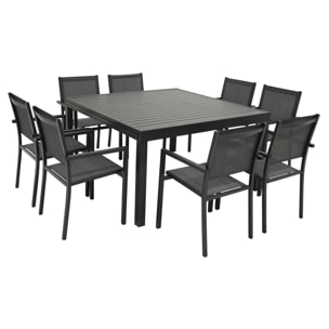 Salon de jardin extensible 10 places de 140/200cm en textilène gris - aluminium anthracite VENEZIA