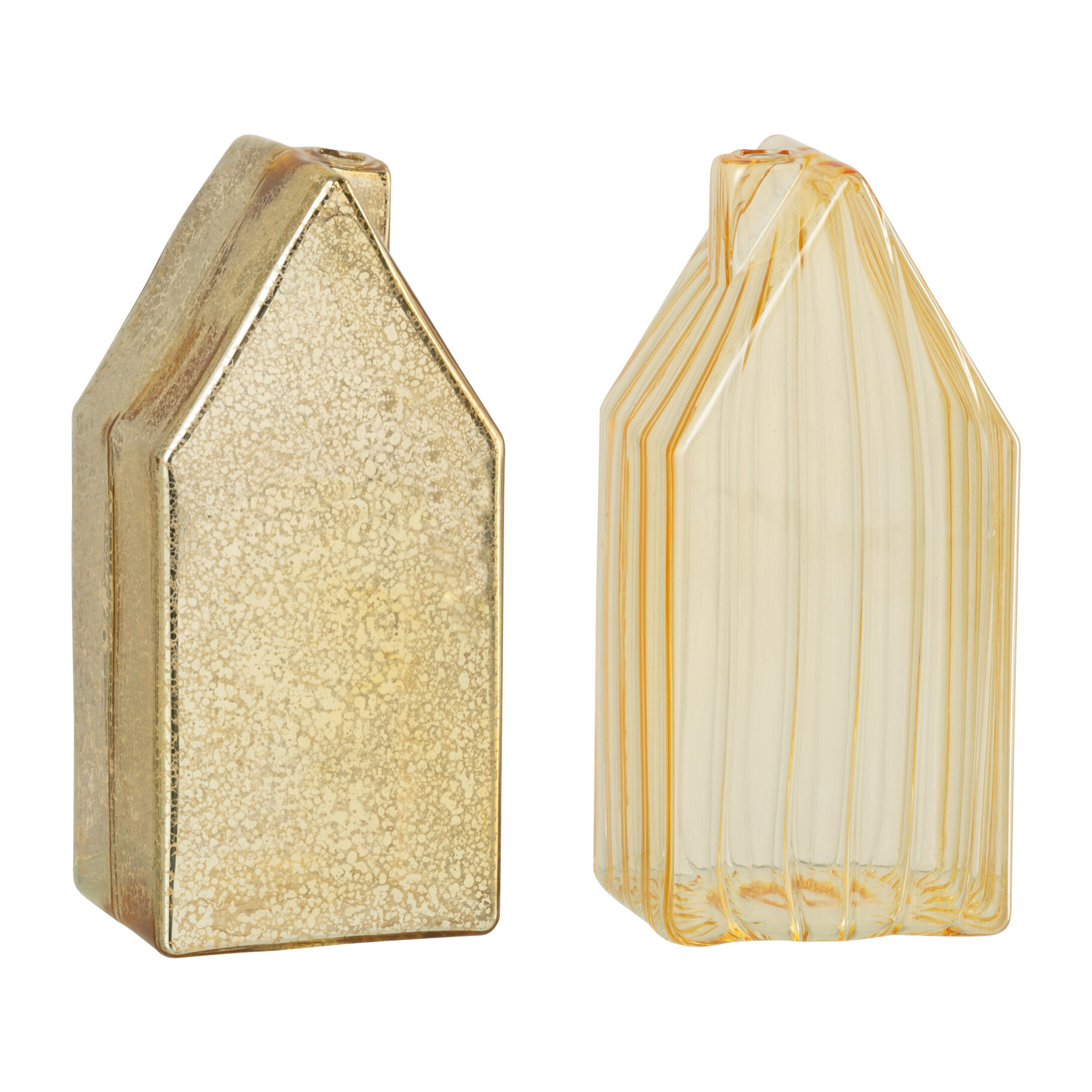 J-Line décoration Maison - verre - or - large - 2 pcs