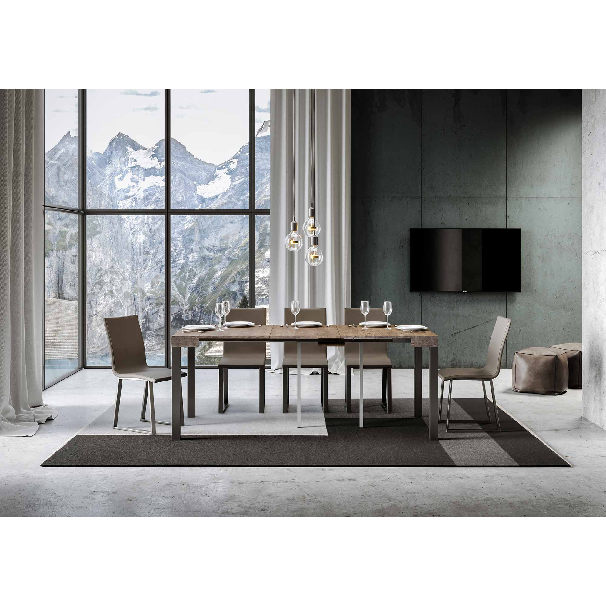 Console extensible 90x40/300 cm Everyday Noyer cadre Anthracite