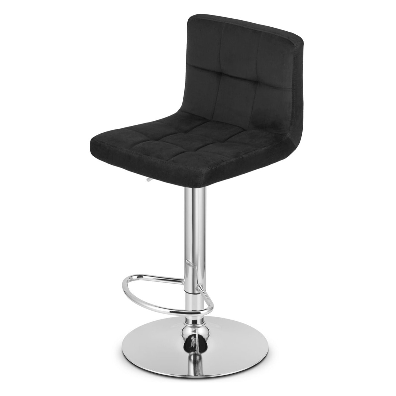 Sgabello da bar PROT in velluto nero e cromo