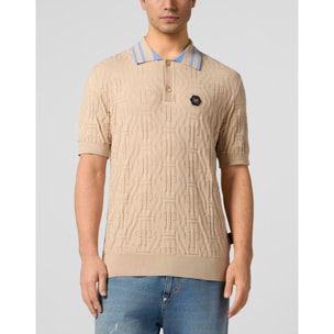 PHILIPP PLEIN Knitted Polo T-Shirt Jacquard Monogram