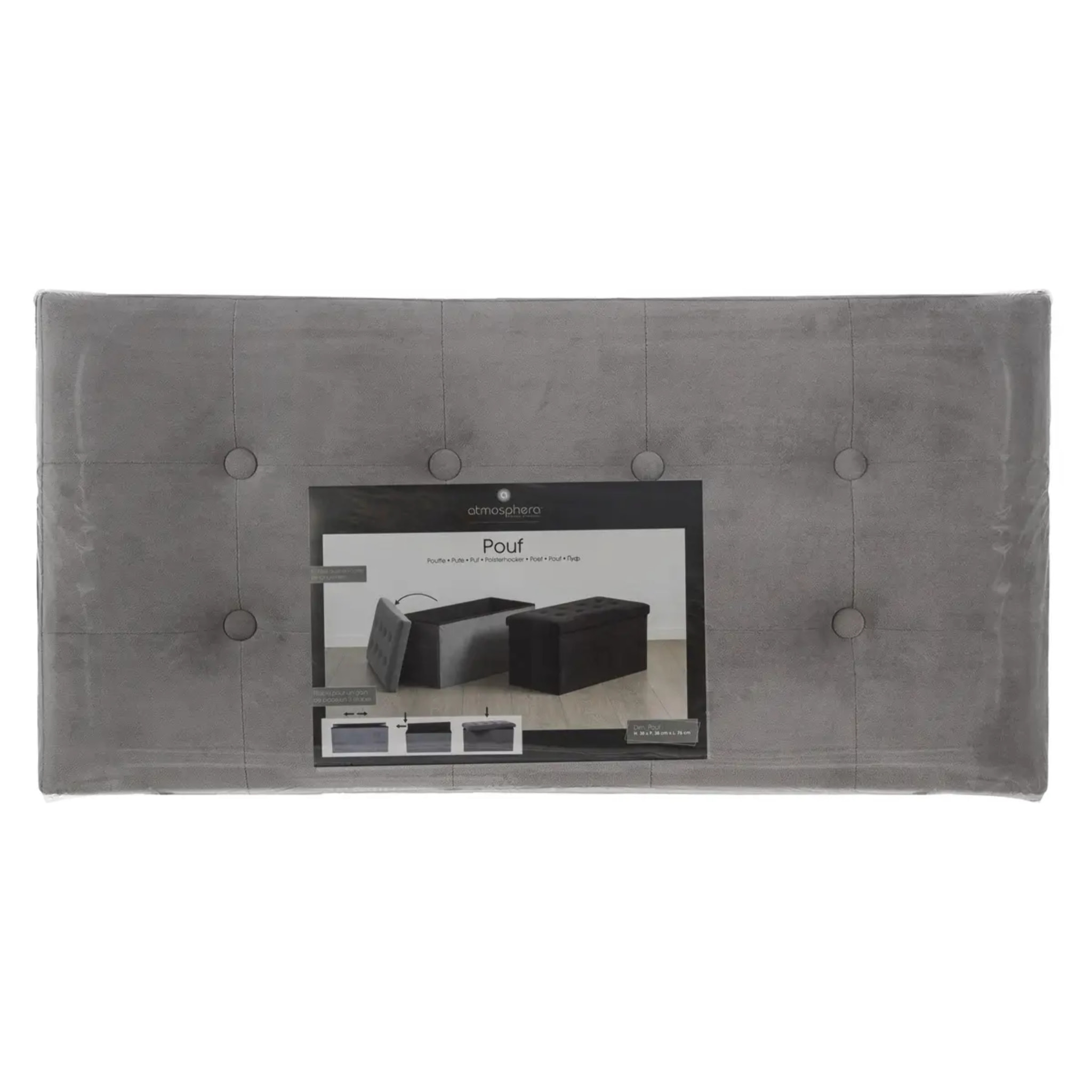 Pouf pliant double "Lysandre" effet velours gris ardoise