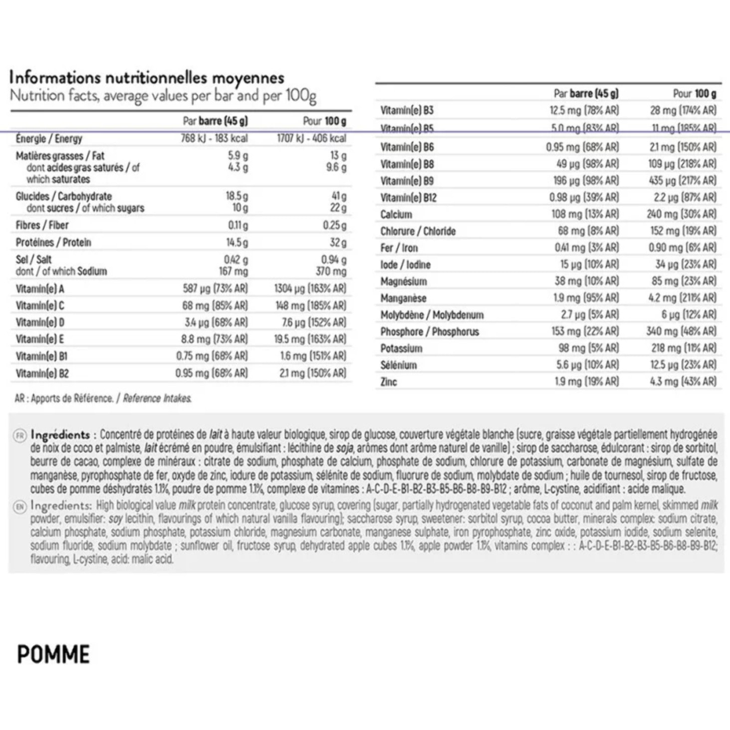 STC NUTRITION - Protein Bar - Barre protéinée enrichie en vitamines & minéraux - Maintien de la masse musculaire - 14g de protéines par barre - Goût fruits rouges - Etui de 5 barres - Pomme