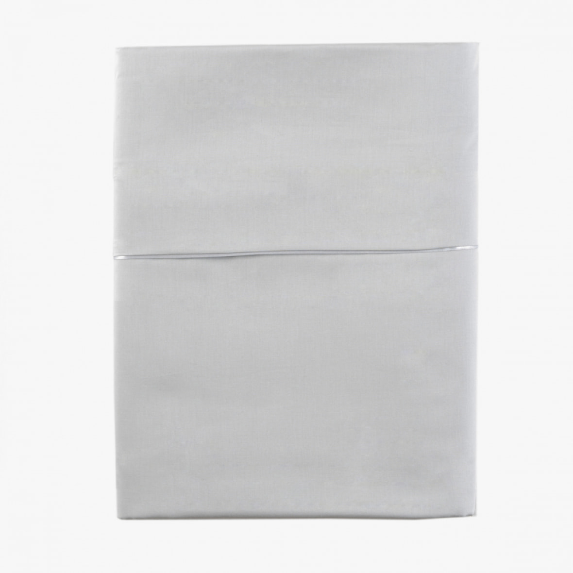 Drap plat uni en satin de coton, TEO, Gris Argent