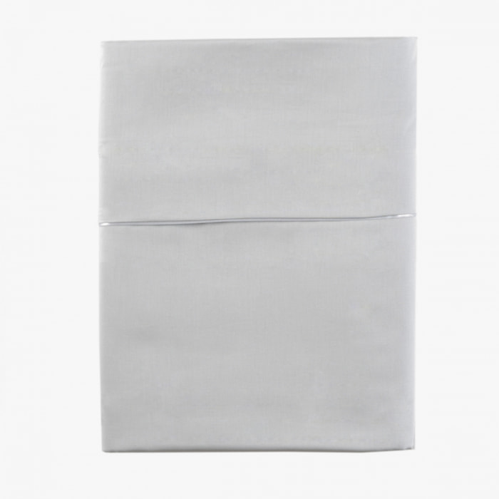 Drap plat uni en satin de coton, TEO, Gris Argent