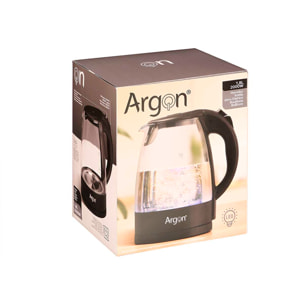 Hervidor de agua de cristal negro. 2000W y 1.8L.