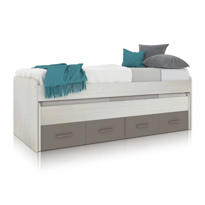 Cama doble juvenil Axim Blanco Alpes - Basalto