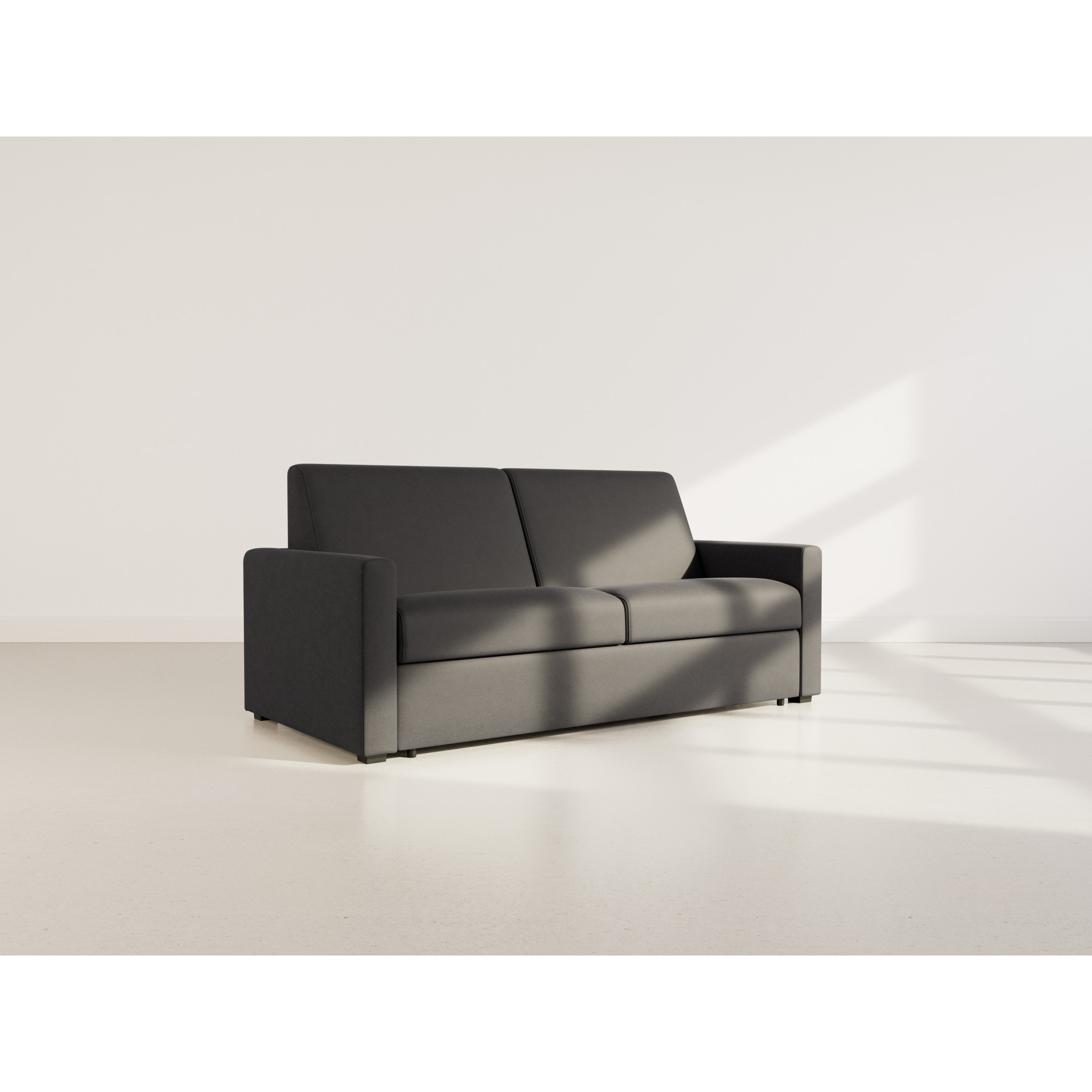 Julia - canapé lit 3 places convertible express couchage quotidien 140 cm matelas 18 cm en tissu - Noir