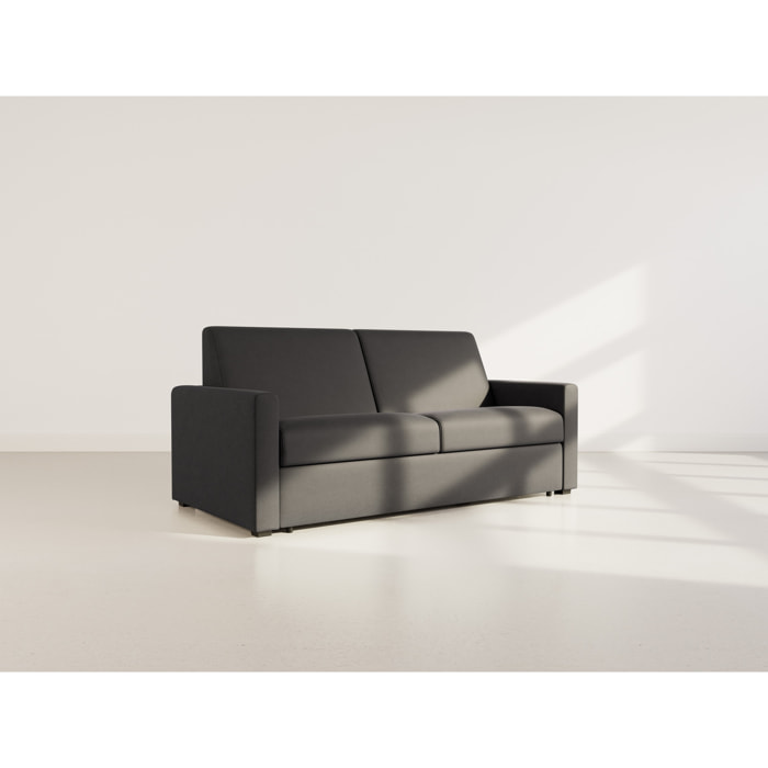 Julia - canapé lit 3 places convertible express couchage quotidien 140 cm matelas 18 cm en tissu - Noir