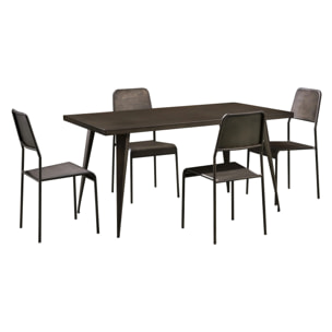 Table rectangulaire 6 personnes en métal gris 150 cm - Indus
