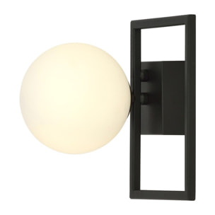 Lampada da soffitto Imago in metallo nero e vetro opale